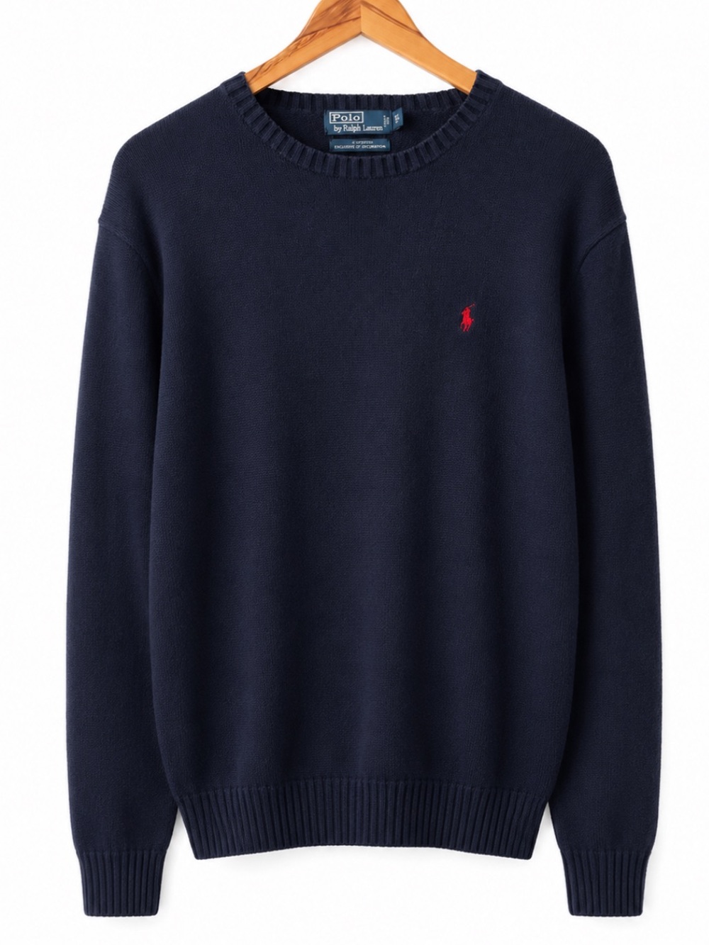 Polo Ralph Lauren Mens 2XLT Tall Navy Blue 100% Cotton Crewneck Sweater Red pony